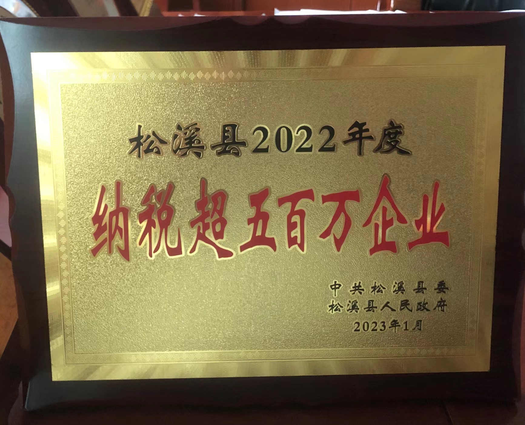 喜報！易順建工集團喜獲“松溪縣2022年度納稅超五百萬企業(yè)”榮譽